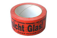 Warnklebeband -Vorsicht Glas - rot - 3 Rolle