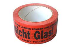 Warnklebeband -Vorsicht Glas - rot - 3 Rolle