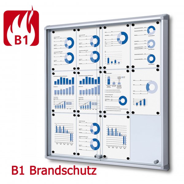 Brandschutz Schaukasten Schiebetür magnetische Rückwand B1