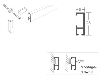 Bilderschienen-Set 4m - ohne Schnüre und Haken