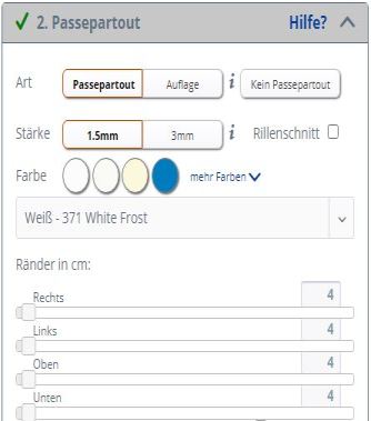 Einrahmung Schritt 2 Passepartout auswählen