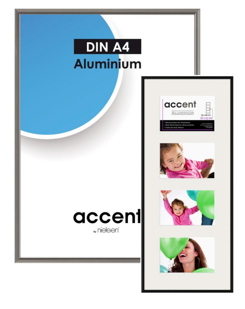 Accent Bilderrahmen Set 10-teilig – Schwarz, Verschiedene Formate, Inkl. Aufhänger